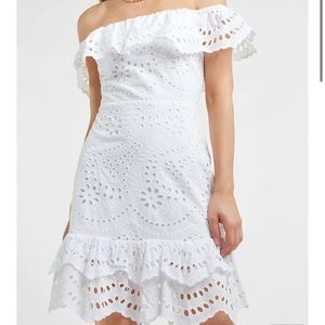 Express White eyelet off shoulder dress